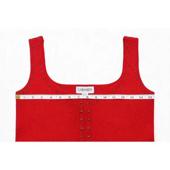 Carmen Marc Valvo Red Star Embellised Tank-Small- NWT $58 retail - Picture 4 of 8
